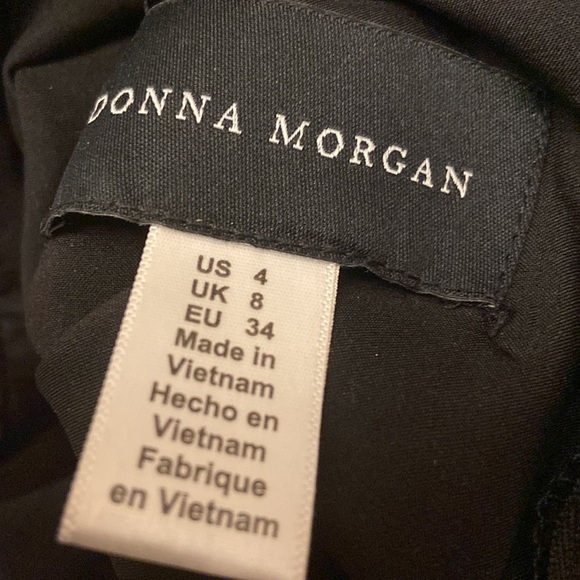 Donna Morgan Jade Black Small Floral Print Long Sleeves Ruffles Zip Dress Size 4 - Picture 8 of 11